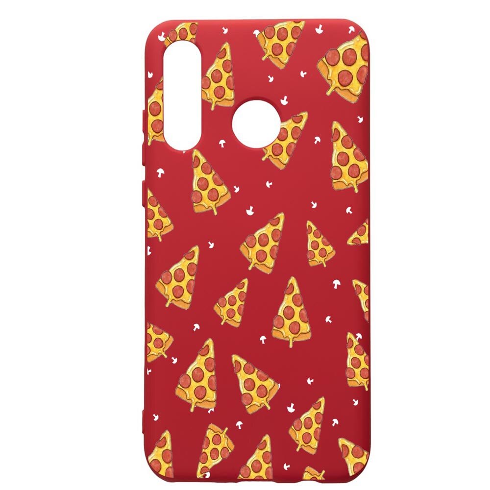 Husa de protectie Huawei P30 Lite, Pizza, silicon, cu interiorul din material textil, protectie camera, Red, PR665