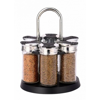 Set 6 recipiente condimente, suport rotativ, 85ml Set 6 recipiente condimente, suport rotativ, 85ml