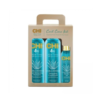 Set pentru par Chi Aloe Vera Curl Care, Sampon 340ml + Balsam 340ml + Ulei 89ml Set pentru par Chi Aloe Vera Curl Care, Sampon 340ml + Balsam 340ml + Ulei 89ml