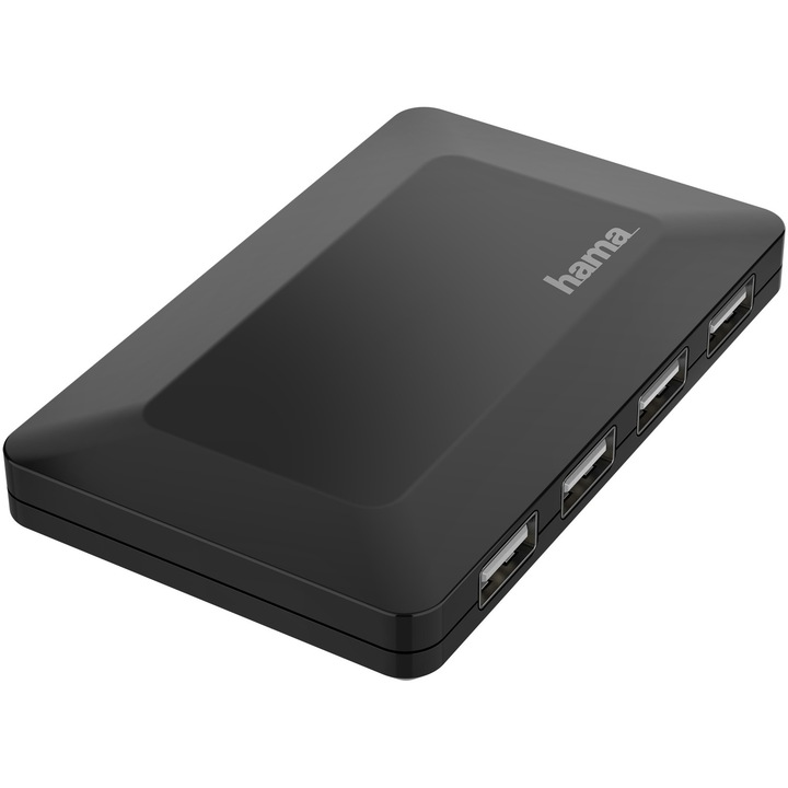 Хъб Hama, 4 порта, USB 2.0, 480 Mbit/s, Включително кабел/адаптер за захранване