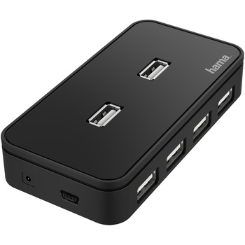 Hub Hama 7 porturi USB 2.0, 480 Mbit/s, incl. cablu/unitate de alimentare Hub Hama 7 porturi USB 2.0, 480 Mbit/s, incl. cablu/unitate de alimentare