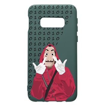 Husa Premium Silicon Compatibila Cu Samsung Galaxy S10e, La Casa De Papel, cu interiorul din material textil, protectie camera, Forest Green, PFG297 Husa Premium Silicon Compatibila Cu Samsung Galaxy S10e, La Casa De Papel, cu interiorul din material textil, protectie camera, Forest Green, PFG297