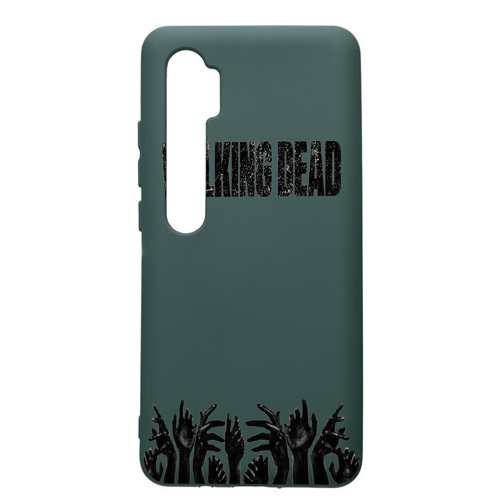 Husa Premium Silicon Compatibila Cu Xiaomi Mi Note 10, The Walking Dead, cu interiorul din material textil, protectie camera, Forest Green, PFG301