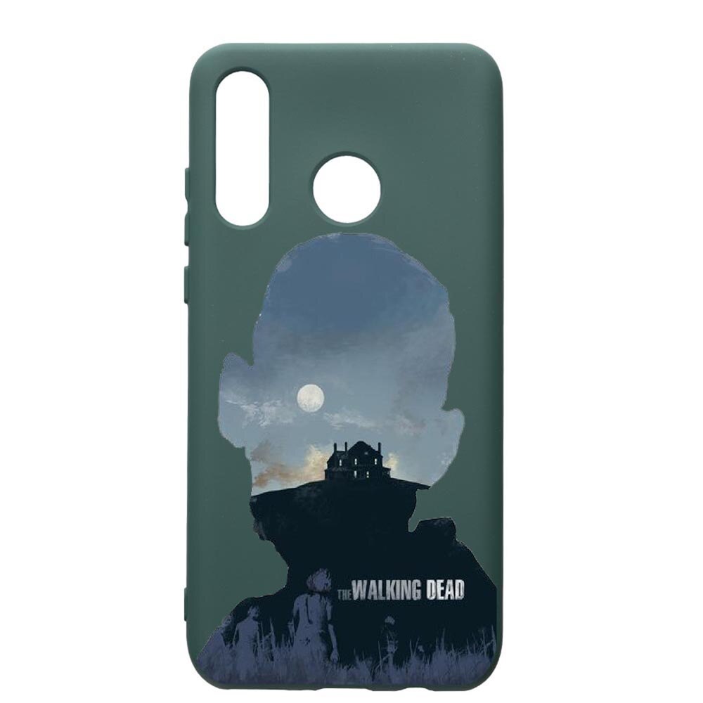 Husa Premium Silicon Compatibila Cu Huawei P30 Lite, The Walking Dead, cu interiorul din material textil, protectie camera, Forest Green, PFG303