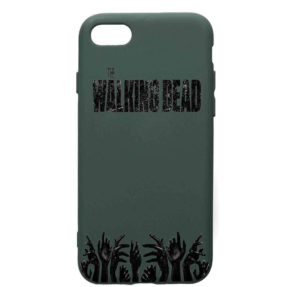 Husa Premium Silicon Compatibila Cu Apple iPhone SE 2 / iPhone 8 / iPhone 7, The Walking Dead, cu interiorul din material textil, protectie camera, Forest Green, PFG301
