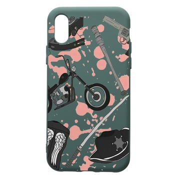Husa Premium Silicon Compatibila Cu Apple iPhone XS / iPhone X, The Walking Dead, cu interiorul din material textil, protectie camera, Forest Green, PFG307 Husa Premium Silicon Compatibila Cu Apple iPhone XS / iPhone X, The Walking Dead, cu interiorul din material textil, protectie camera, Forest Green, PFG307