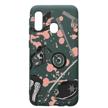 Husa Premium Silicon Compatibila Cu Samsung Galaxy A20E, The Walking Dead, cu interiorul din material textil, protectie camera, Forest Green, PFG307 Husa Premium Silicon Compatibila Cu Samsung Galaxy A20E, The Walking Dead, cu interiorul din material textil, protectie camera, Forest Green, PFG307