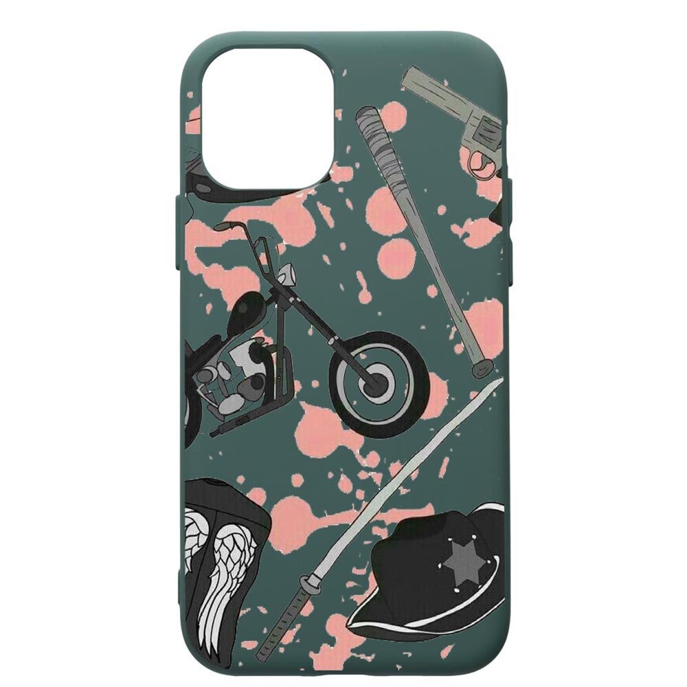 Husa Premium Silicon Compatibila Cu Apple iPhone 11, The Walking Dead, cu interiorul din material textil, protectie camera, Forest Green, PFG307