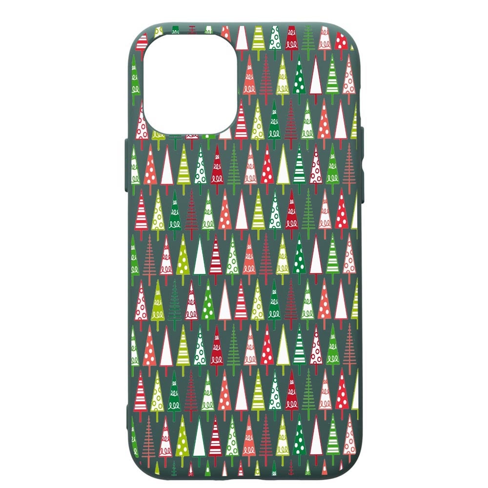Husa Premium Silicon Compatibila Cu Apple iPhone 11 Pro, Xmas Tree, cu interiorul din material textil, protectie camera, Forest Green, PFG340