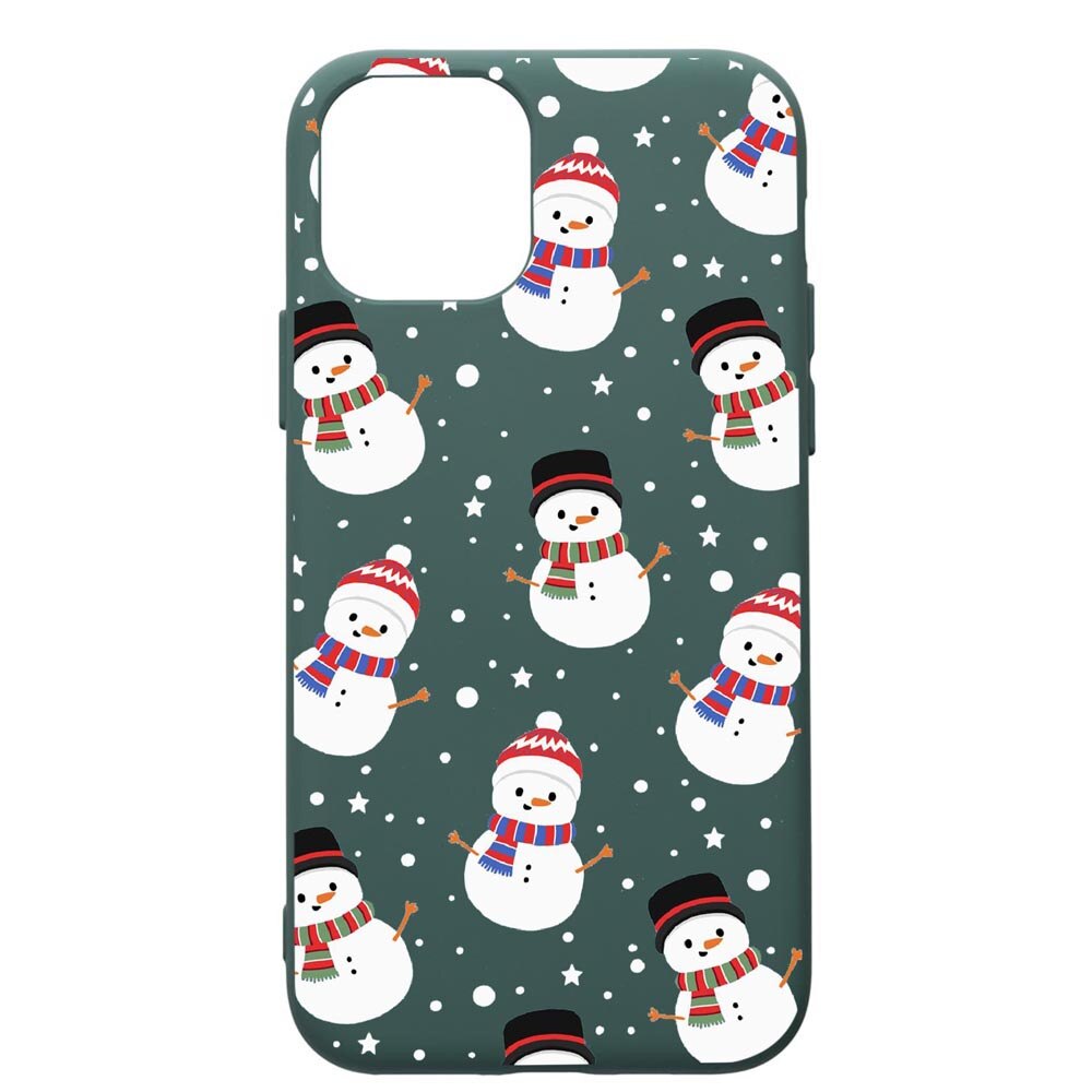 Husa Premium Silicon Compatibila Cu Apple iPhone 11 Pro Max, Snowman, cu interiorul din material textil, protectie camera, Forest Green, PFG351