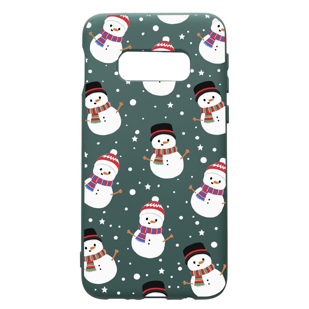 Husa Premium Silicon Compatibila Cu Samsung Galaxy S10e, Snowman, cu interiorul din material textil, protectie camera, Forest Green, PFG351
