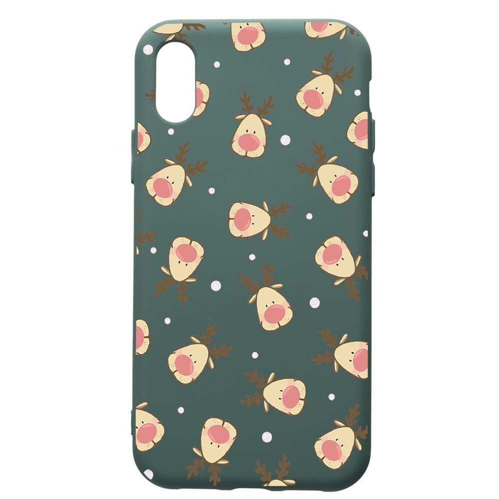 Husa Premium Silicon Compatibila Cu Xiaomi Redmi 7A, Xmas Reindeer, cu interiorul din material textil, protectie camera, Forest Green, PFG349