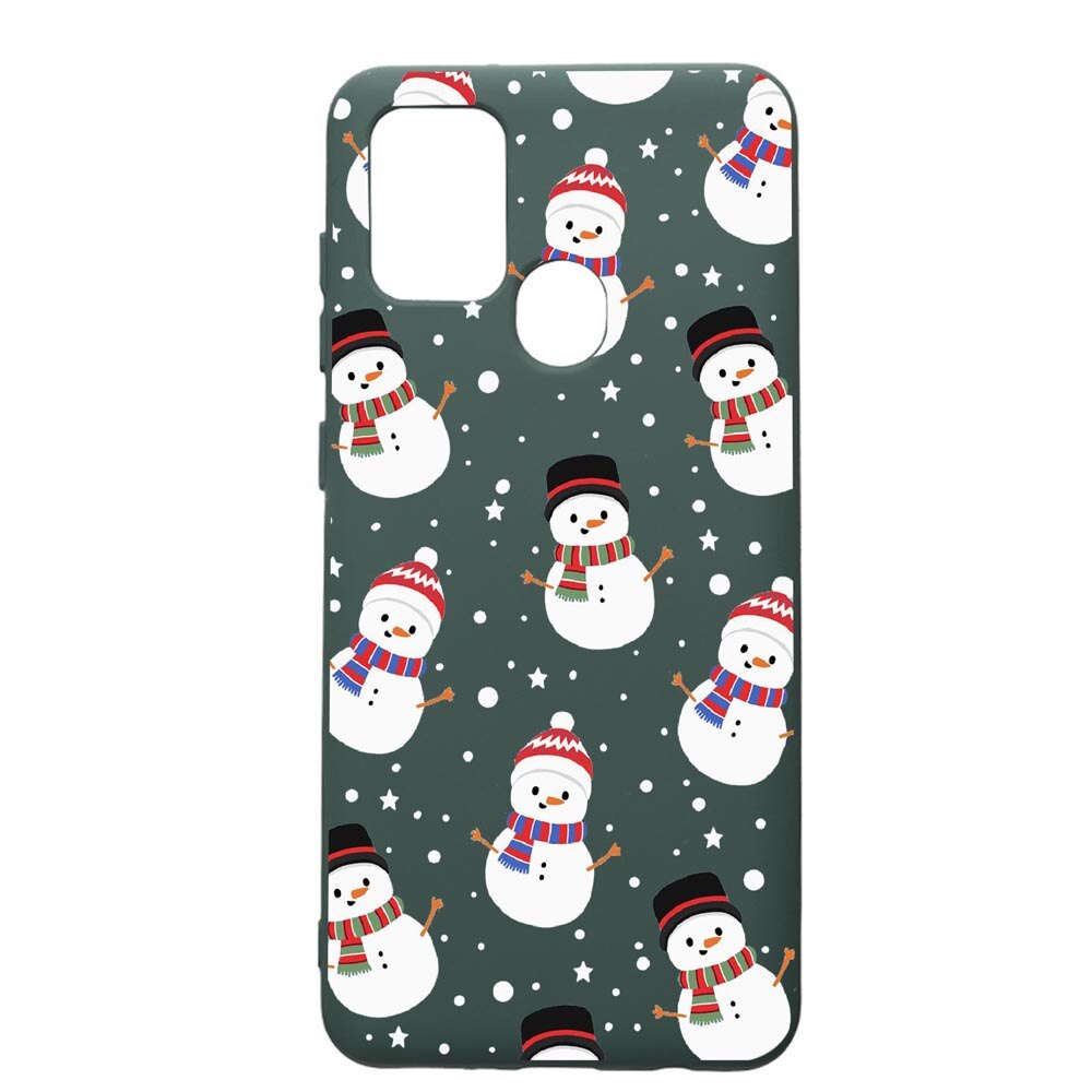 Husa Premium Silicon Compatibila Cu Samsung Galaxy A21S, Snowman, cu interiorul din material textil, protectie camera, Forest Green, PFG351