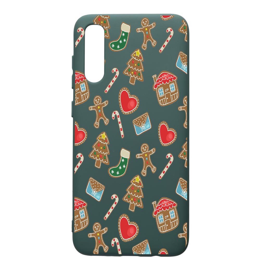 Husa Premium Silicon Compatibila Cu Samsung Galaxy A70, Sweets, cu interiorul din material textil, protectie camera, Forest Green, PFG353