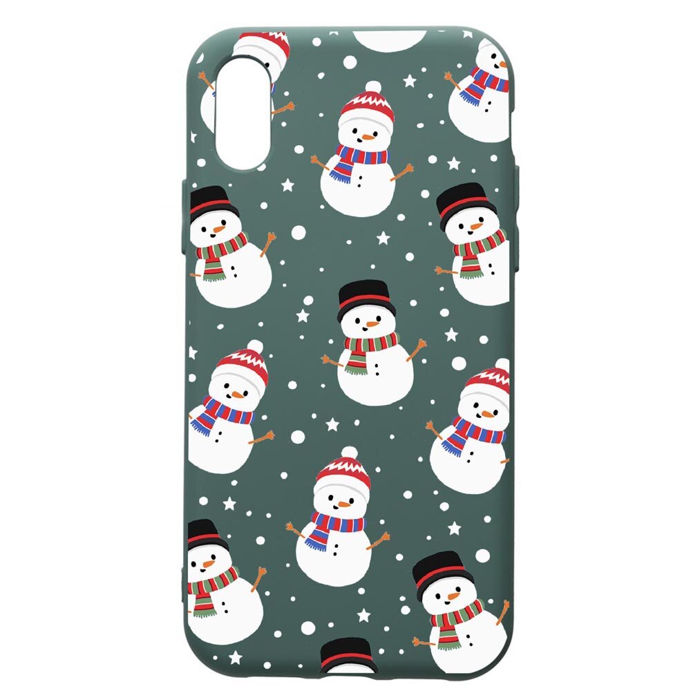 Husa Premium Silicon Compatibila Cu Xiaomi Redmi 7A, Snowman, cu interiorul din material textil, protectie camera, Forest Green, PFG351