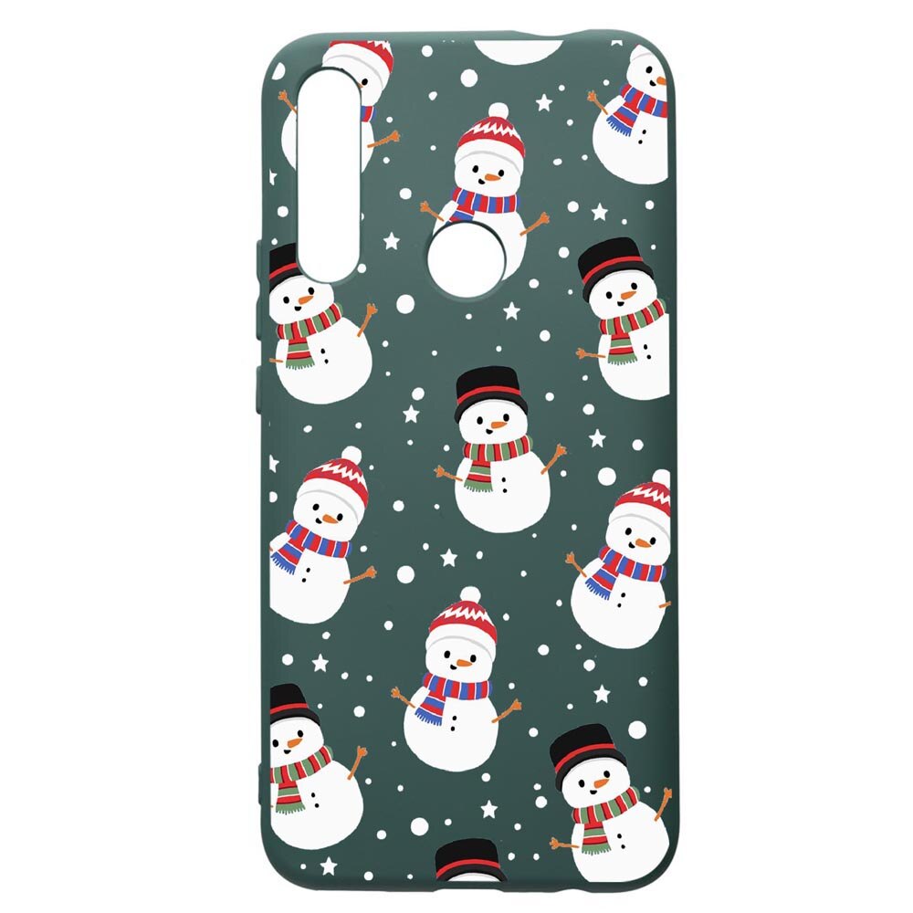 Husa Premium Silicon Compatibila Cu Huawei P Smart Z, Snowman, cu interiorul din material textil, protectie camera, Forest Green, PFG351