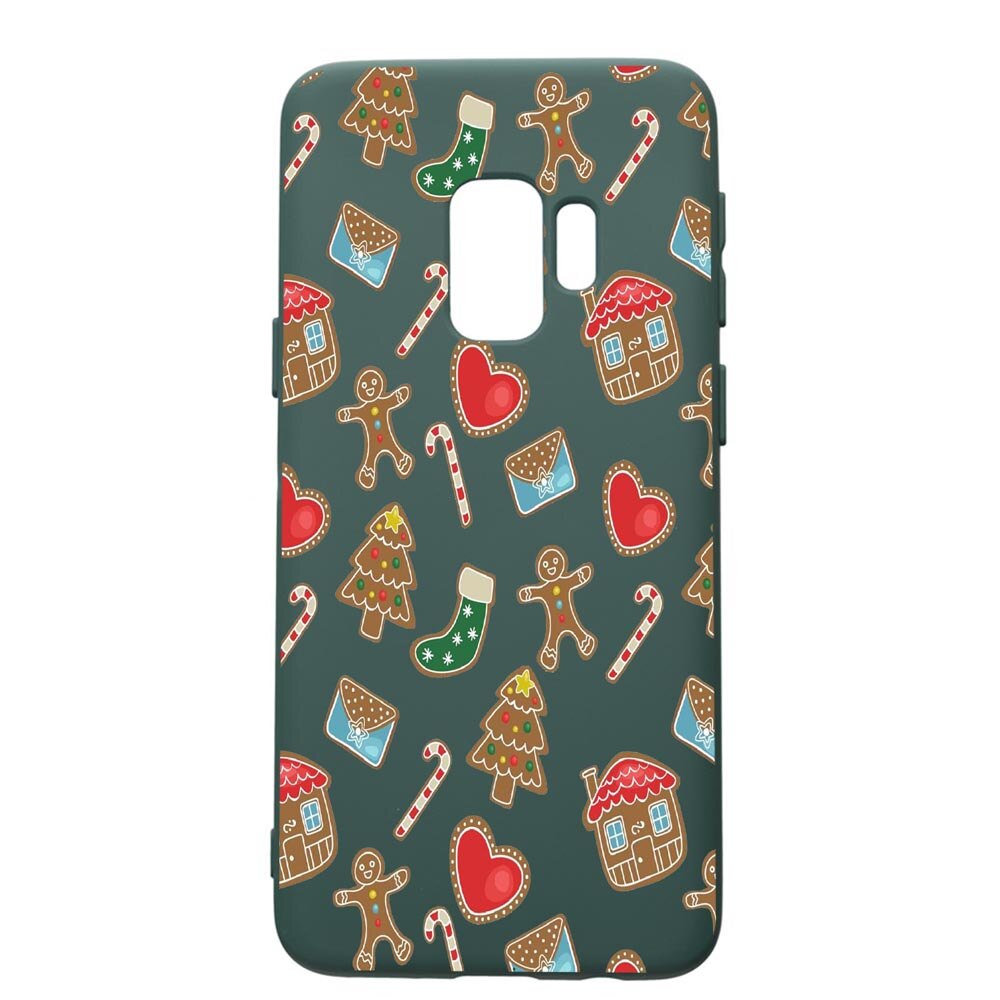 Husa Premium Silicon Compatibila Cu Samsung Galaxy S9, Sweets, cu interiorul din material textil, protectie camera, Forest Green, PFG353