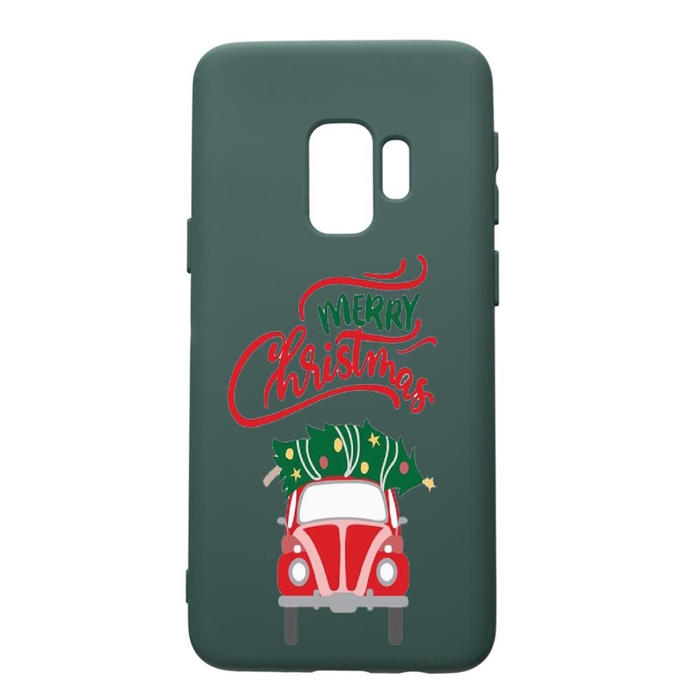 Husa Premium Silicon Compatibila Cu Samsung Galaxy S9, Xmas, cu interiorul din material textil, protectie camera, Forest Green, PFG357