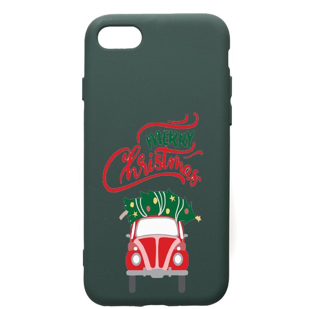 Husa Premium Silicon Compatibila Cu Apple iPhone SE 2 / iPhone 8 / iPhone 7, Xmas, cu interiorul din material textil, protectie camera, Forest Green, PFG357