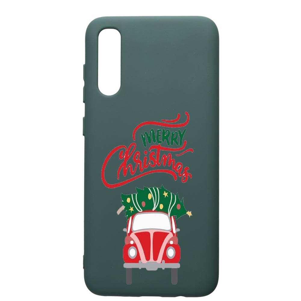 Husa Premium Silicon Compatibila Cu Samsung Galaxy A70, Xmas, cu interiorul din material textil, protectie camera, Forest Green, PFG357