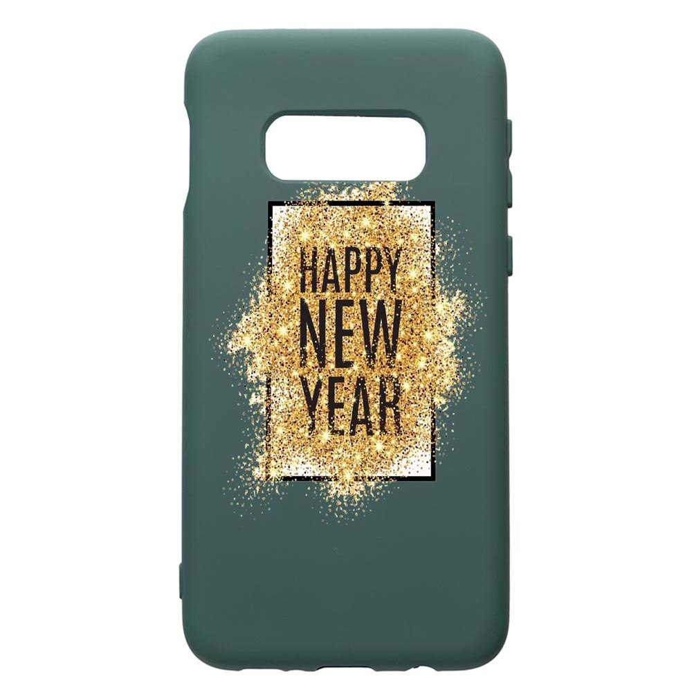 Husa Premium Silicon Compatibila Cu Samsung Galaxy S10e, Happy New Year, cu interiorul din material textil, protectie camera, Forest Green, PFG355