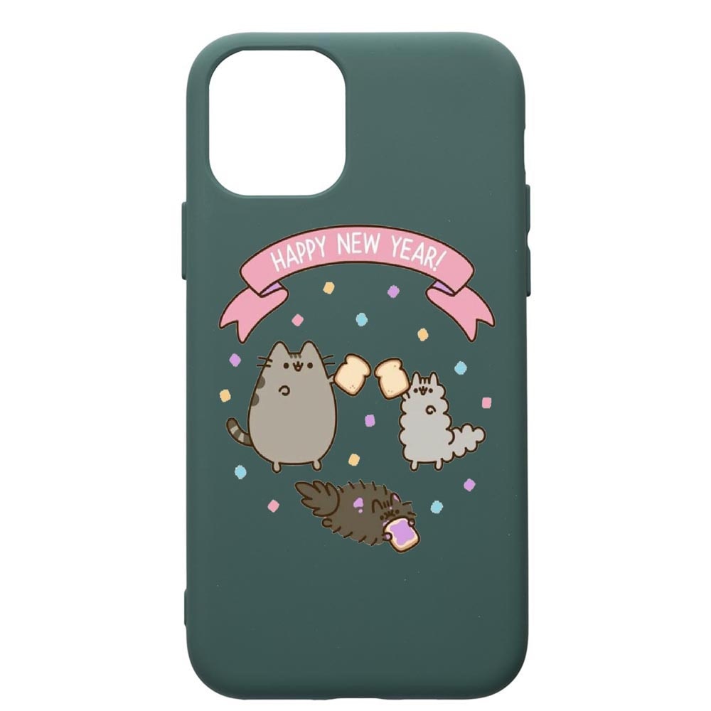 Husa Premium Silicon Compatibila Cu Apple iPhone 11 Pro Max, Happy New Year, cu interiorul din material textil, protectie camera, Forest Green, PFG356