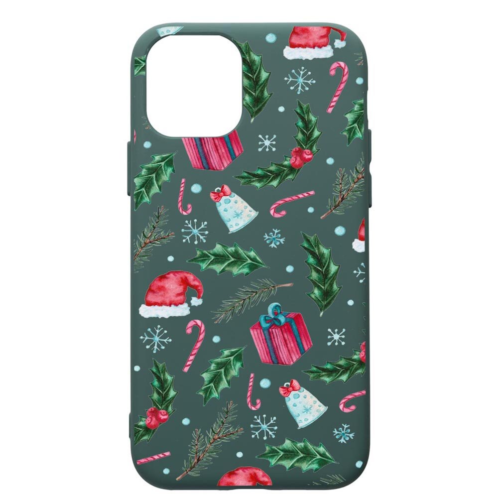 Husa Premium Silicon Compatibila Cu Apple iPhone 11, Xmas, cu interiorul din material textil, protectie camera, Forest Green, PFG314
