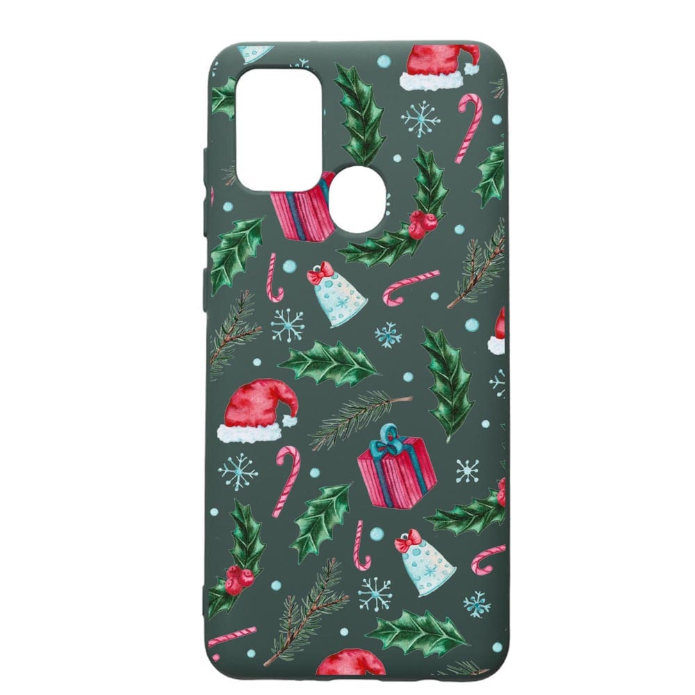 Husa Premium Silicon Compatibila Cu Samsung Galaxy A21S, Xmas, cu interiorul din material textil, protectie camera, Forest Green, PFG314