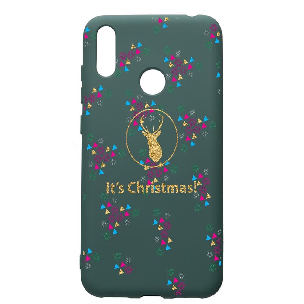 Husa Premium Silicon Compatibila Cu Huawei Y7 2019, Xmas, cu interiorul din material textil, protectie camera, Forest Green, PFG313