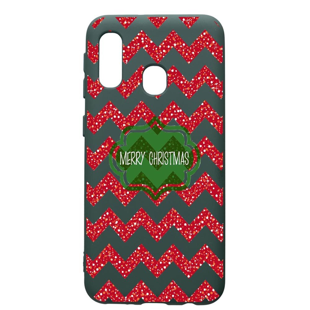 Husa Premium Silicon Compatibila Cu Samsung Galaxy A40, Xmas, cu interiorul din material textil, protectie camera, Forest Green, PFG316