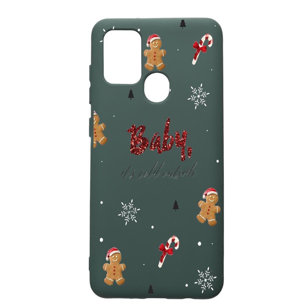 Husa Premium Silicon Compatibila Cu Samsung Galaxy A21S, Xmas, cu interiorul din material textil, protectie camera, Forest Green, PFG319