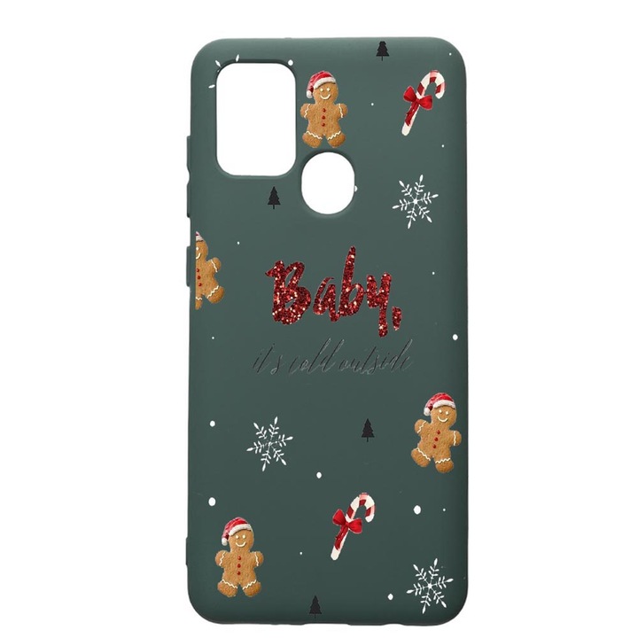 Husa Premium Silicon Compatibila Cu Huawei P Smart 2020, Xmas, cu interiorul din material textil, protectie camera, Forest Green, PFG319