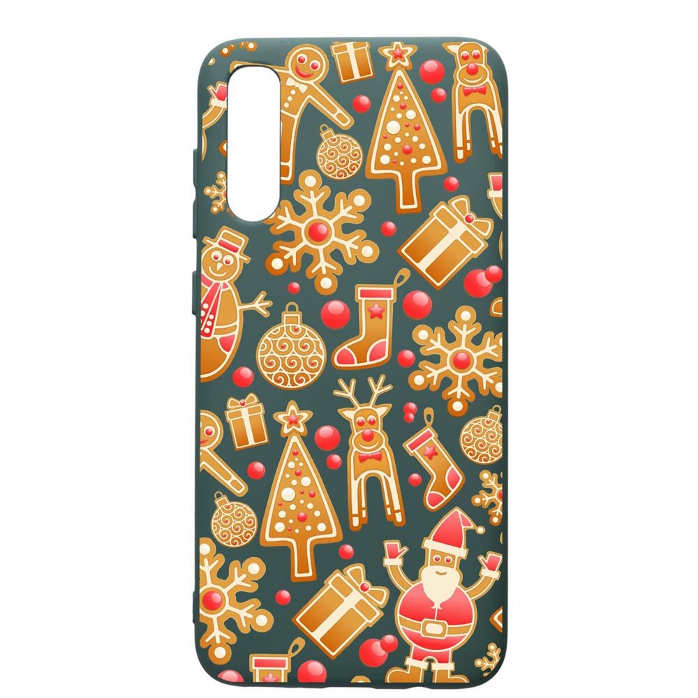 Husa Premium Silicon Compatibila Cu Samsung Galaxy A70, Xmas, cu interiorul din material textil, protectie camera, Forest Green, PFG317