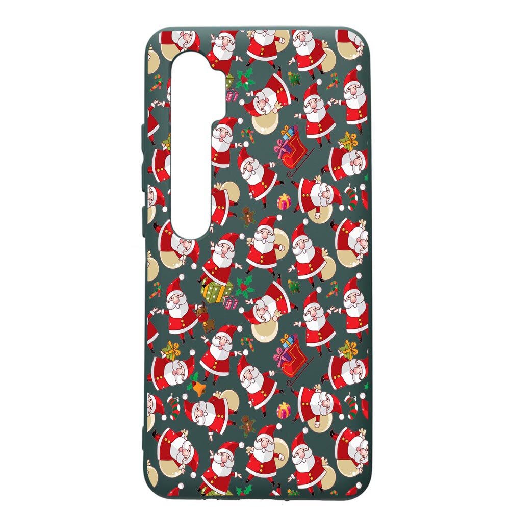Husa Premium Silicon Compatibila Cu Xiaomi Mi Note 10, Xmas, cu interiorul din material textil, protectie camera, Forest Green, PFG315