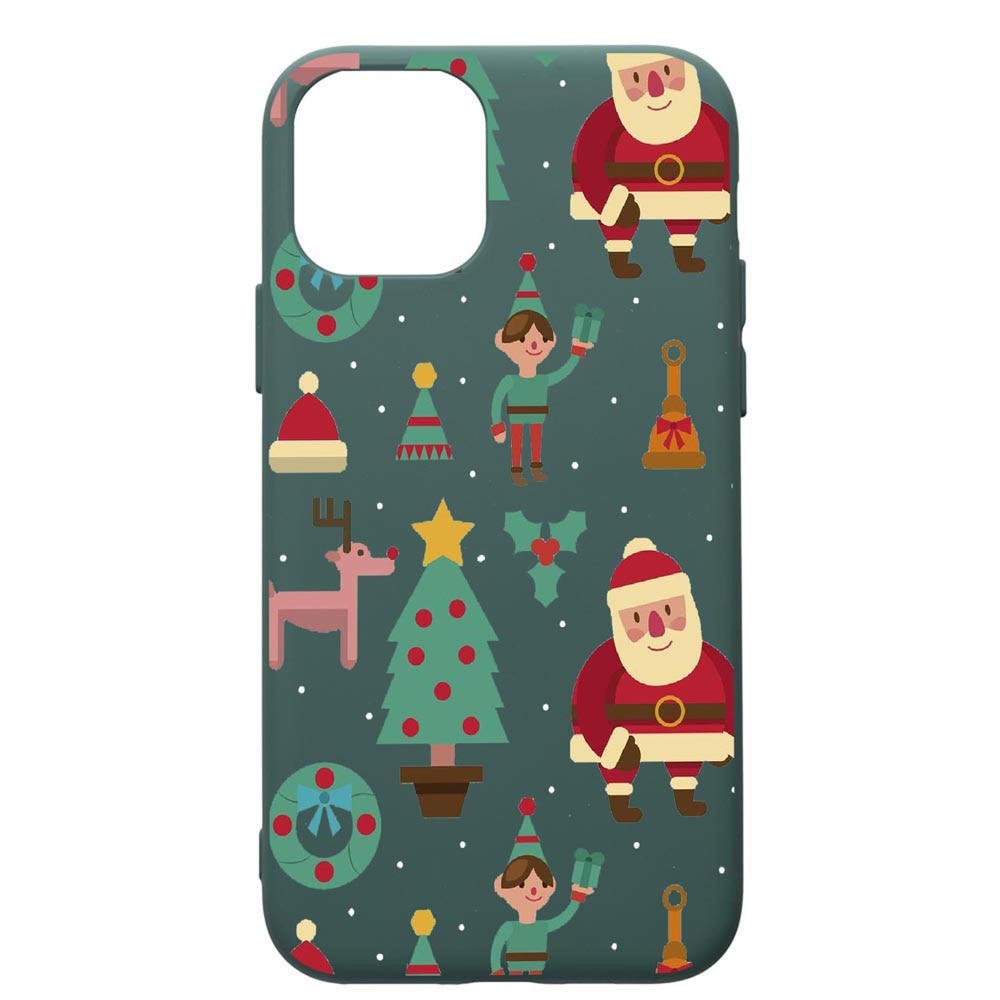 Husa Premium Silicon Compatibila Cu Apple iPhone 11 Pro Max, Xmas, cu interiorul din material textil, protectie camera, Forest Green, PFG320