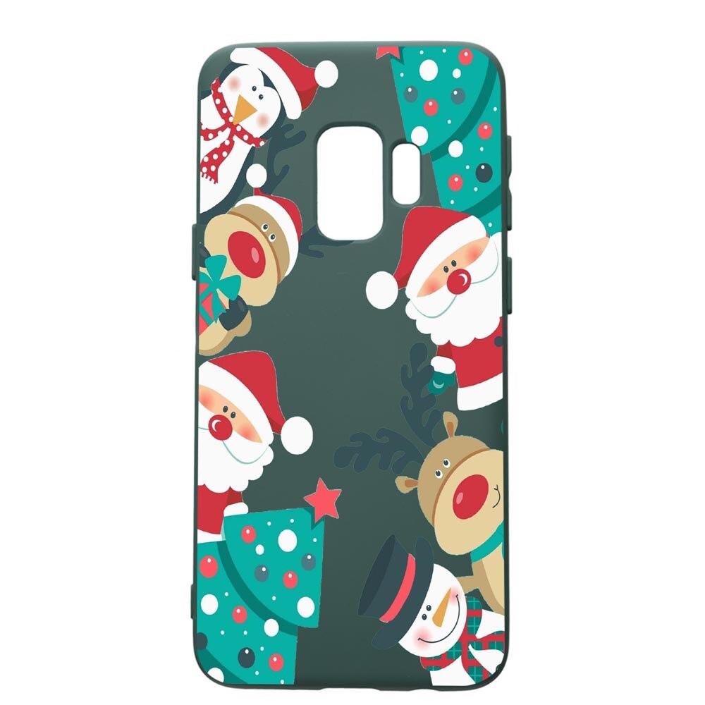 Husa Premium Silicon Compatibila Cu Samsung Galaxy S9, Xmas, cu interiorul din material textil, protectie camera, Forest Green, PFG338