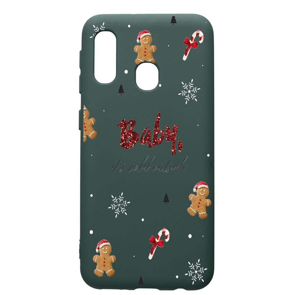 Husa Premium Silicon Compatibila Cu Samsung Galaxy A20E, Xmas, cu interiorul din material textil, protectie camera, Forest Green, PFG319