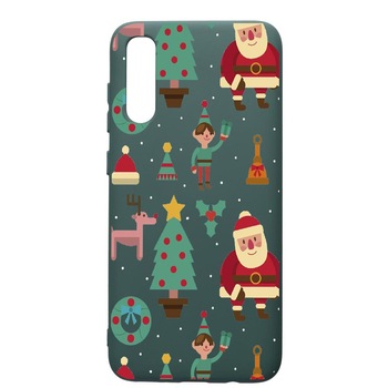 Husa Premium Silicon Compatibila Cu Samsung Galaxy A70, Xmas, cu interiorul din material textil, protectie camera, Forest Green, PFG320 Husa Premium Silicon Compatibila Cu Samsung Galaxy A70, Xmas, cu interiorul din material textil, protectie camera, Forest Green, PFG320