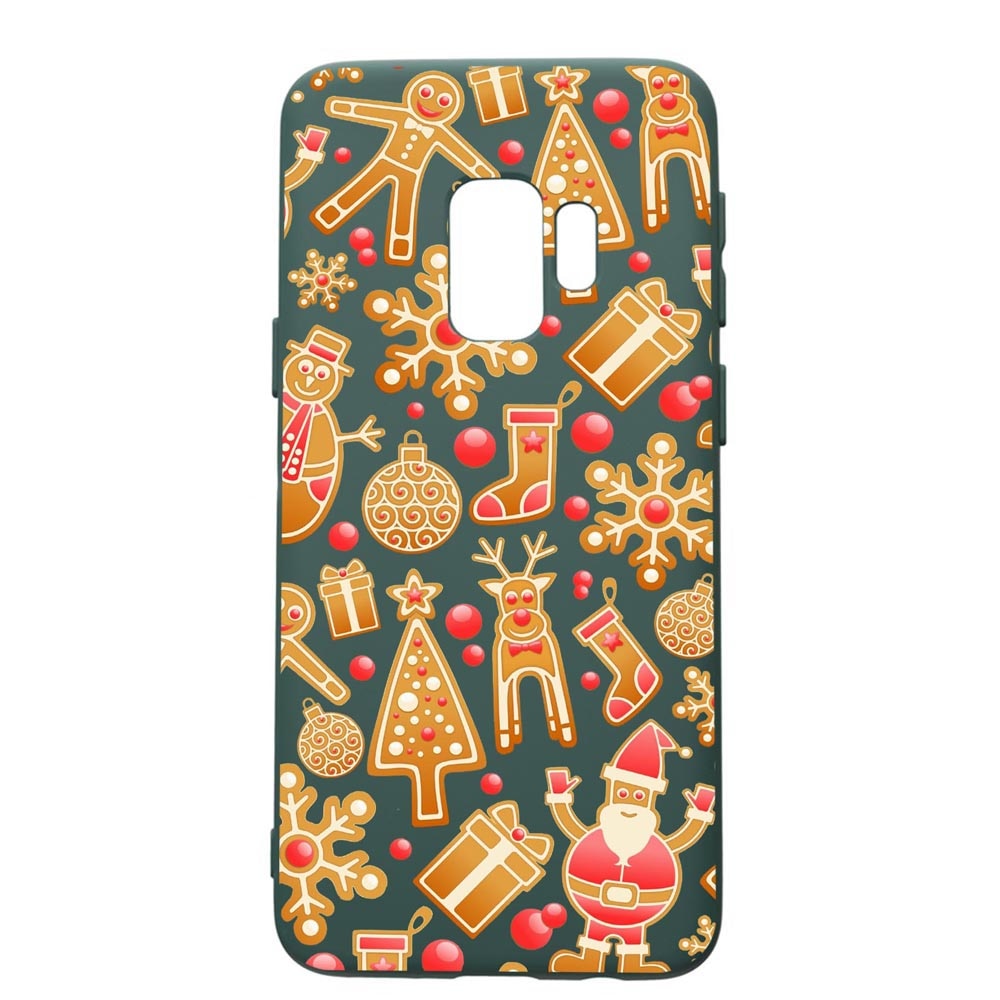 Husa Premium Silicon Compatibila Cu Samsung Galaxy S9, Xmas, cu interiorul din material textil, protectie camera, Forest Green, PFG317