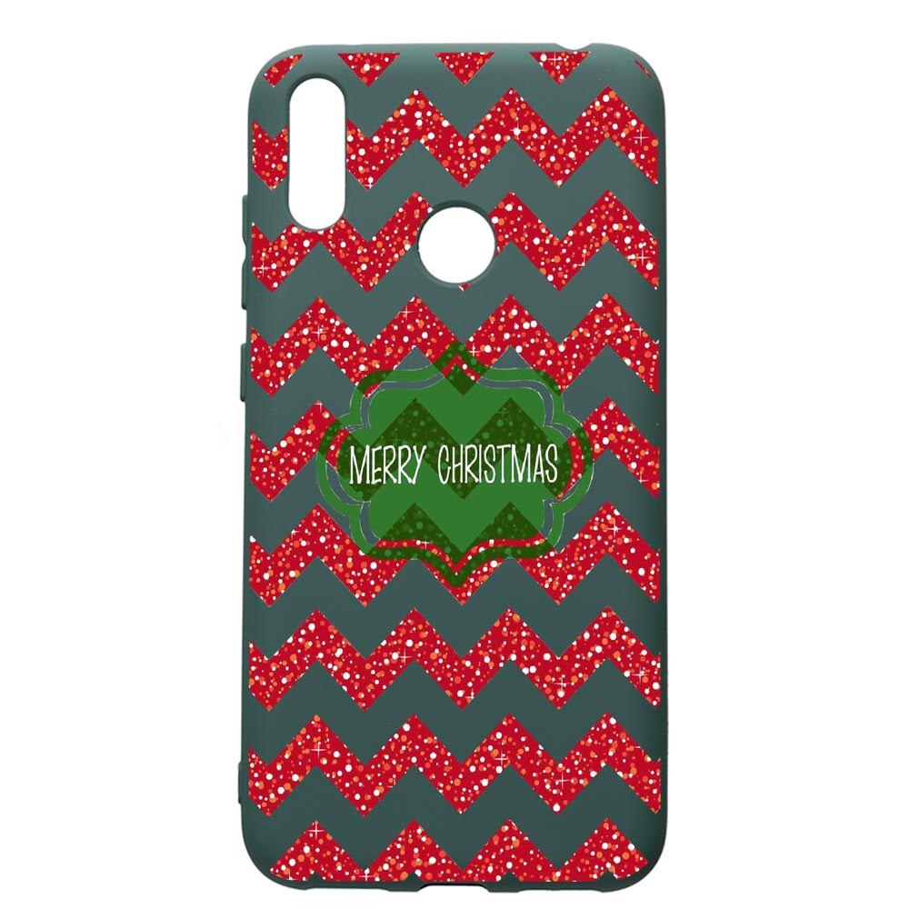 Husa Premium Silicon Compatibila Cu Huawei Y7 2019, Xmas, cu interiorul din material textil, protectie camera, Forest Green, PFG316