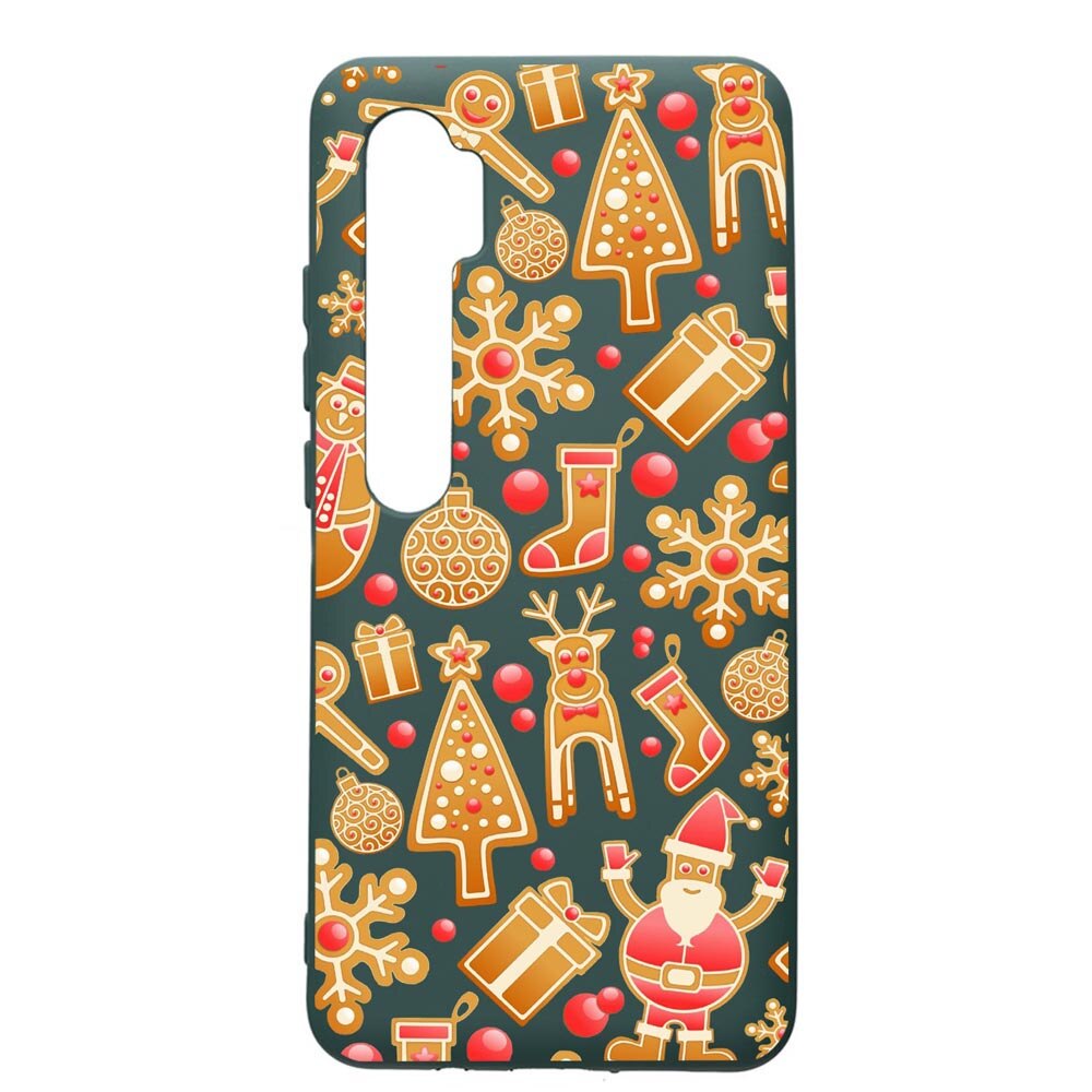 Husa Premium Silicon Compatibila Cu Xiaomi Mi Note 10, Xmas, cu interiorul din material textil, protectie camera, Forest Green, PFG317