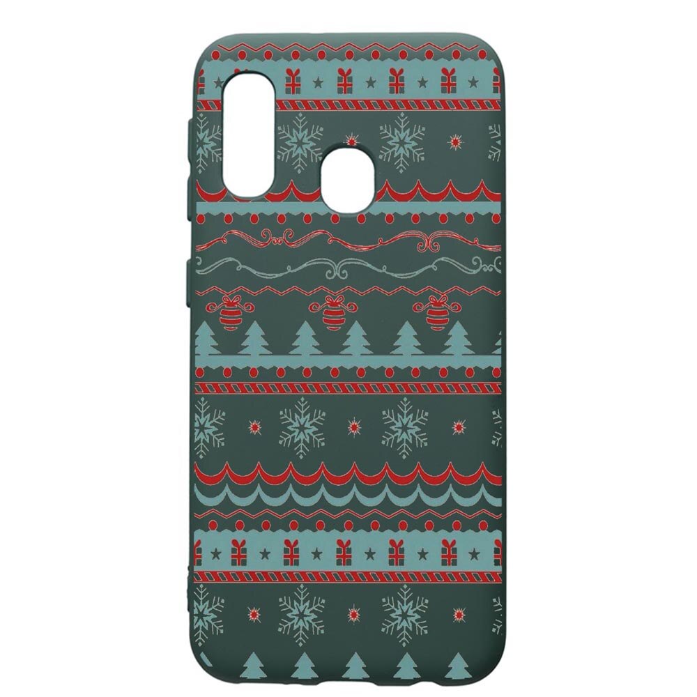 Husa Premium Silicon Compatibila Cu Samsung Galaxy A40, Xmas, cu interiorul din material textil, protectie camera, Forest Green, PFG321