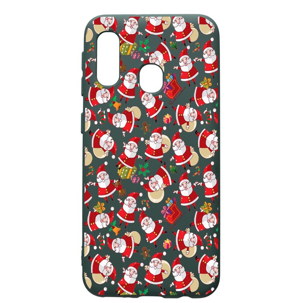 Husa Premium Silicon Compatibila Cu Samsung Galaxy A40, Xmas, cu interiorul din material textil, protectie camera, Forest Green, PFG315