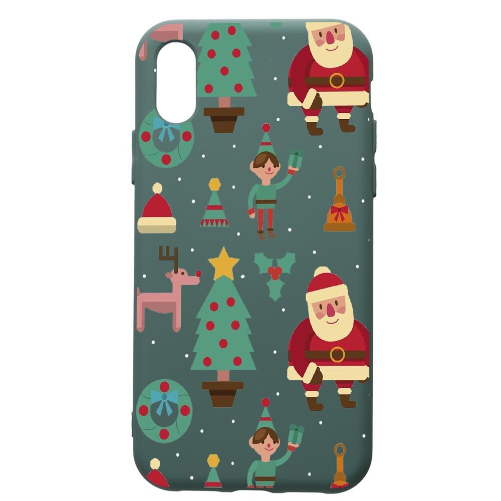 Husa Premium Silicon Compatibila Cu Apple iPhone XS / iPhone X, Xmas, cu interiorul din material textil, protectie camera, Forest Green, PFG320