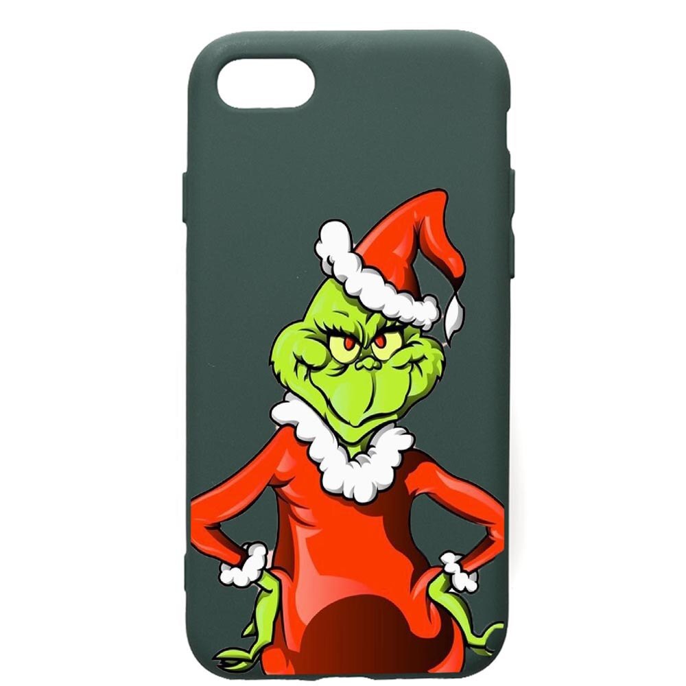 Husa Premium Silicon Compatibila Cu Apple iPhone SE 2 / iPhone 8 / iPhone 7, Xmas Grinch, cu interiorul din material textil, protectie camera, Forest Green, PFG322