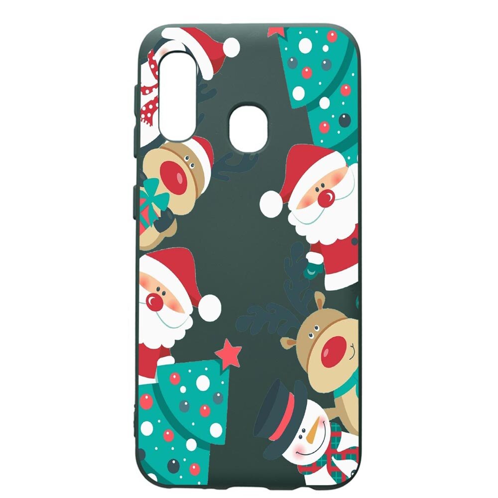 Husa Premium Silicon Compatibila Cu Samsung Galaxy A20E, Xmas, cu interiorul din material textil, protectie camera, Forest Green, PFG338