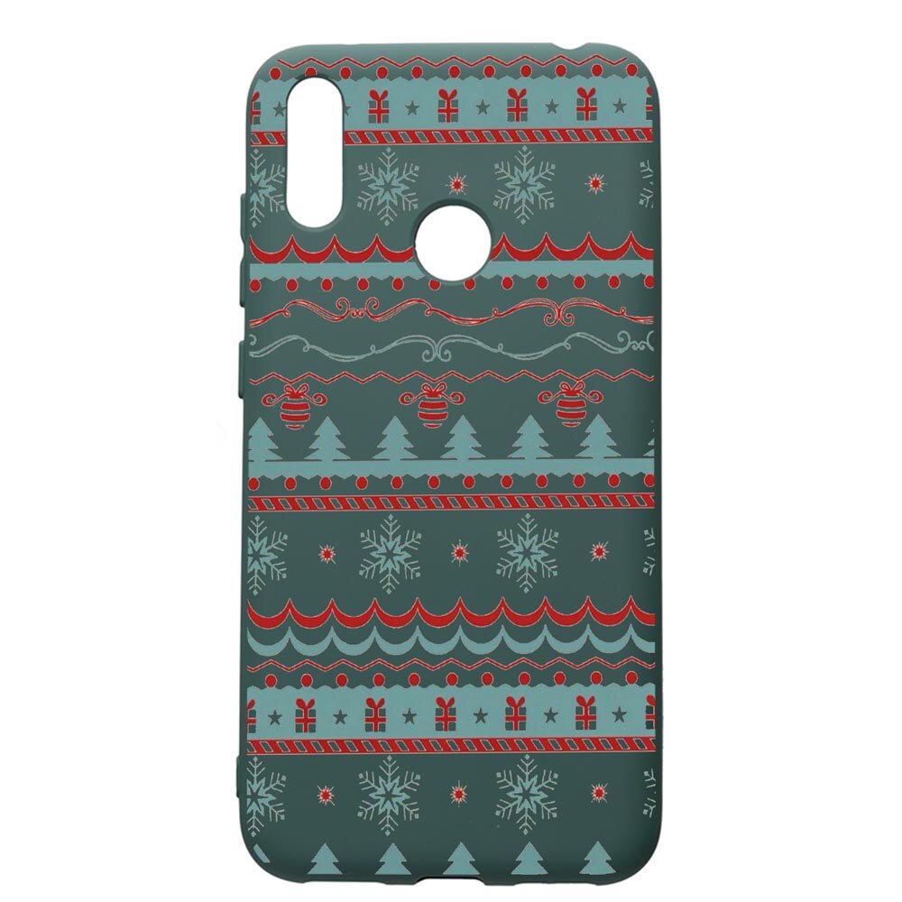 Husa Premium Silicon Compatibila Cu Huawei Y7 2019, Xmas, cu interiorul din material textil, protectie camera, Forest Green, PFG321