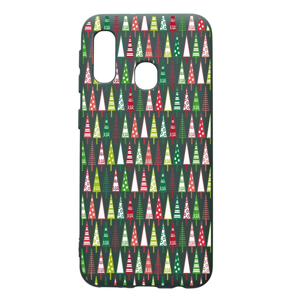 Husa Premium Silicon Compatibila Cu Samsung Galaxy A20E, Xmas Tree, cu interiorul din material textil, protectie camera, Forest Green, PFG340