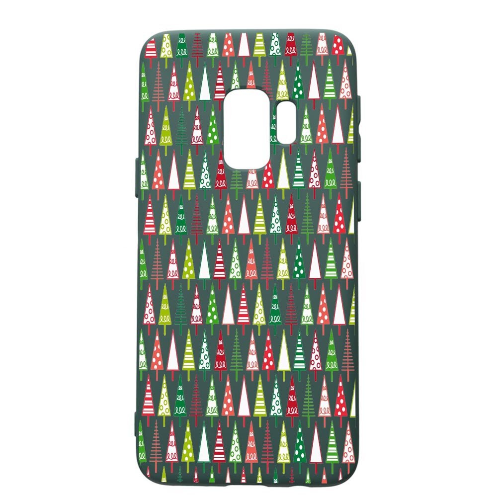 Husa Premium Silicon Compatibila Cu Samsung Galaxy S9, Xmas Tree, cu interiorul din material textil, protectie camera, Forest Green, PFG340