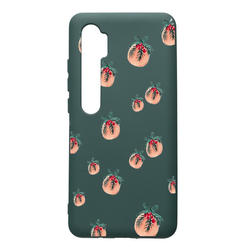Husa Premium Silicon Compatibila Cu Xiaomi Mi Note 10, Xmas, cu interiorul din material textil, protectie camera, Forest Green, PFG339